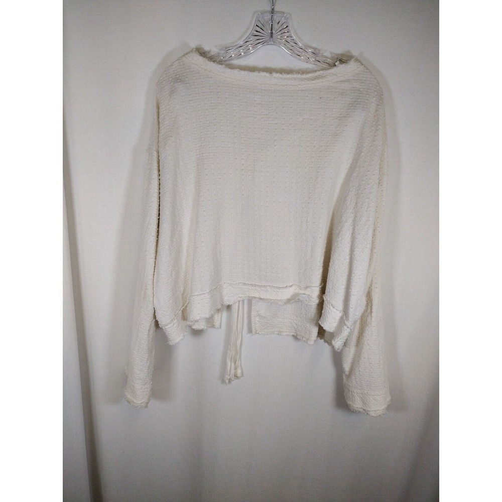 FREE PEOPLE Top Womens Waking in Hueco Cropped Ivory White OB769794